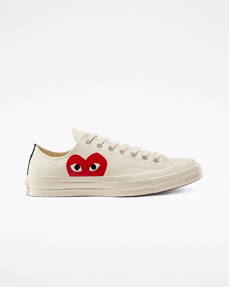 Zapatillas Bajas Converse x Comme des Garçons PLAY Chuck 70 Mujer Blancas Rojas | PE 5E0LW2